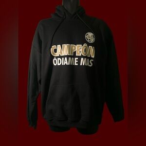 AMÉRICA , CAMPEÓN ÓDIAME MÁS , BLACK HOODIE , GILDAN , SIZE LARGE